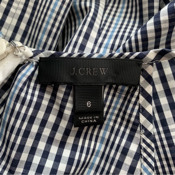 SOLD!  J CREW 6 Navy Blue Plaid Flutter Hem Flounce Halter V Neck Shift Dress - Picture 13 of 15